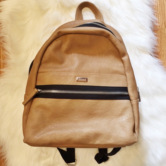 tan faux leather backpack